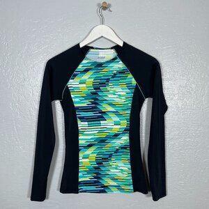 Title Nine Women S Black Green Blue Long Sleeve Rash Guard Swim Beach Surf Gorp